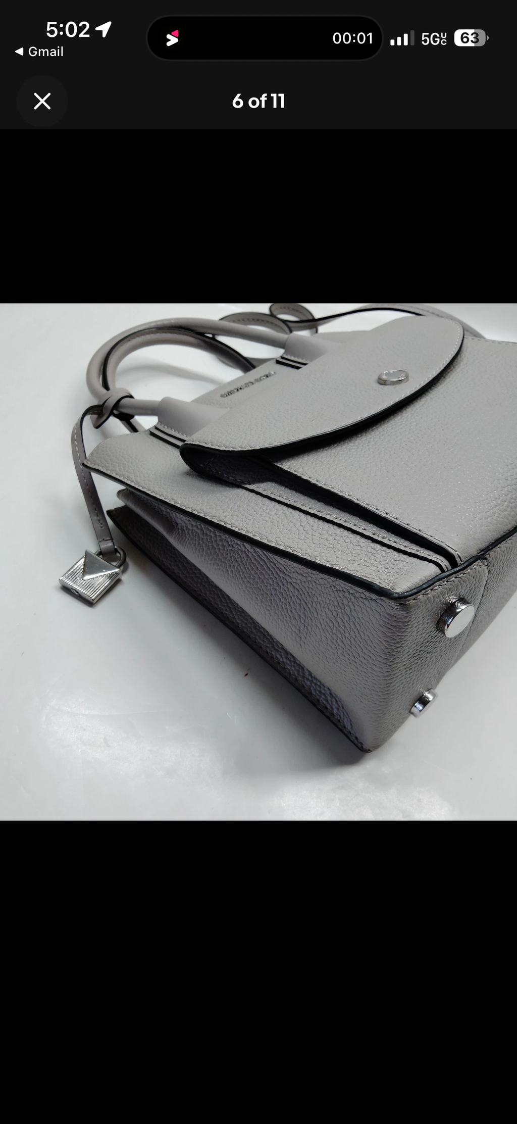 Michael Kors Mercer Medium Messenger Bag – Light Gray Pebbled Leather