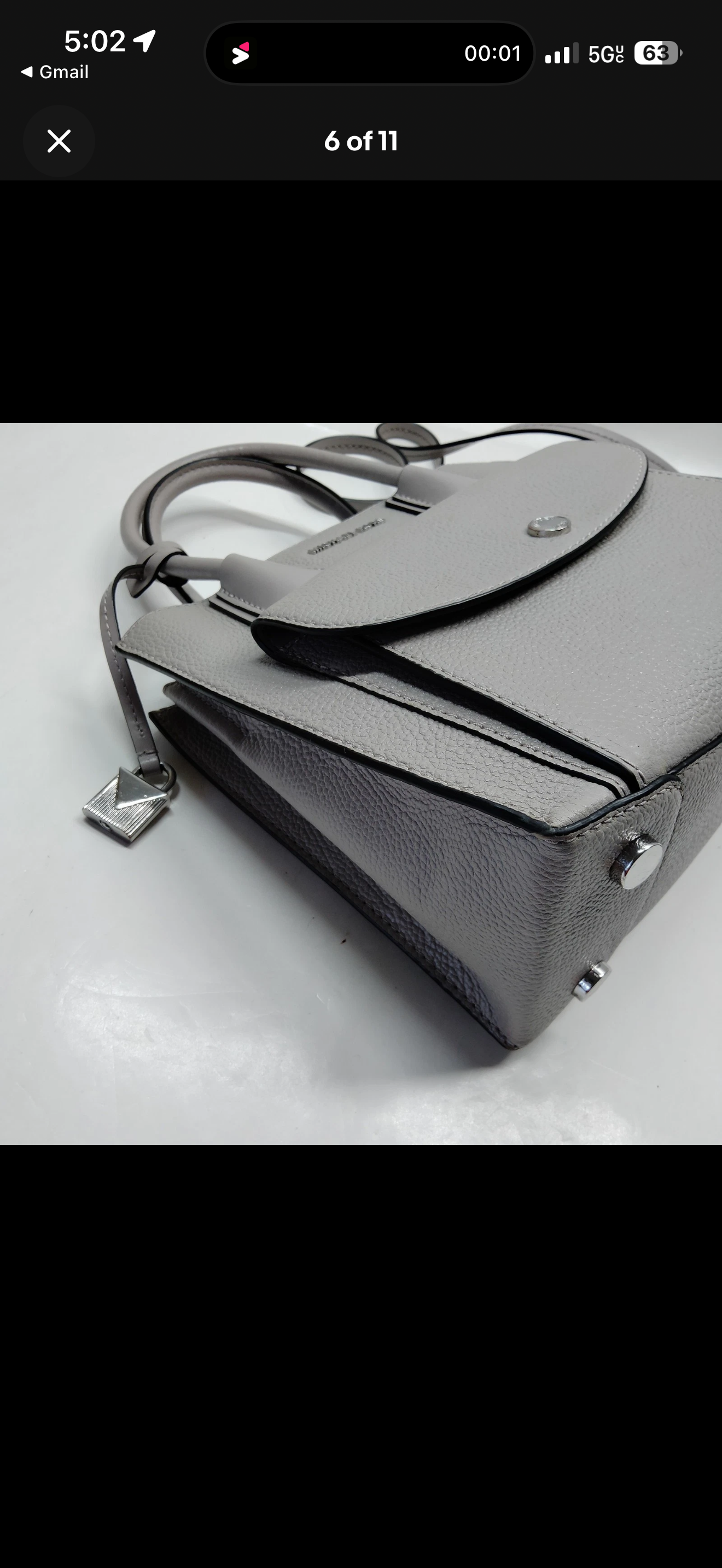 Michael Kors Mercer Medium Messenger Bag – Light Gray Pebbled Leather