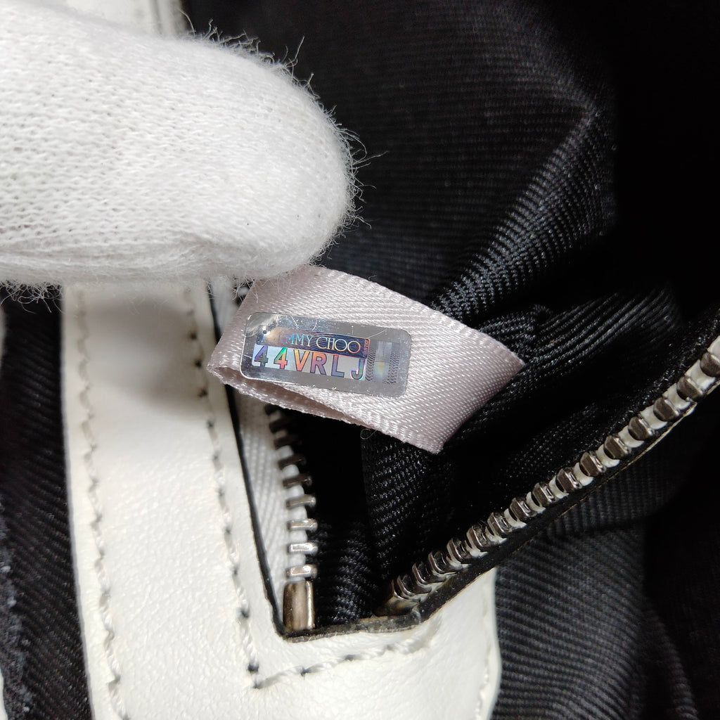 Jimmy Choo White Leather Star Studded Tote Bag