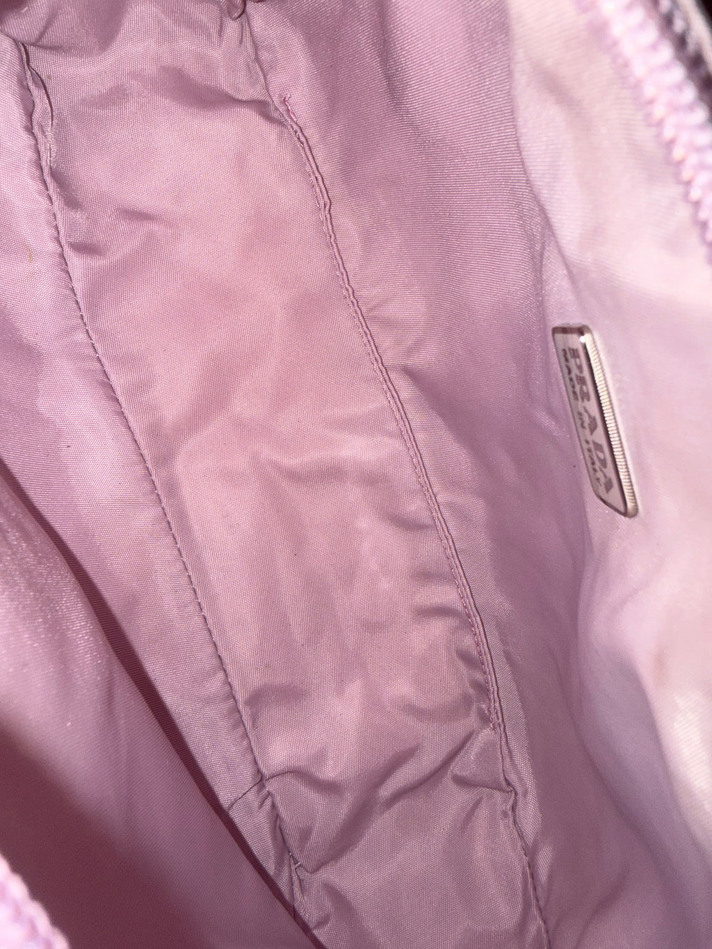 PRADA Pink Nylon Mini Shoulder Bag Silver Hardware Made in Italy | COA