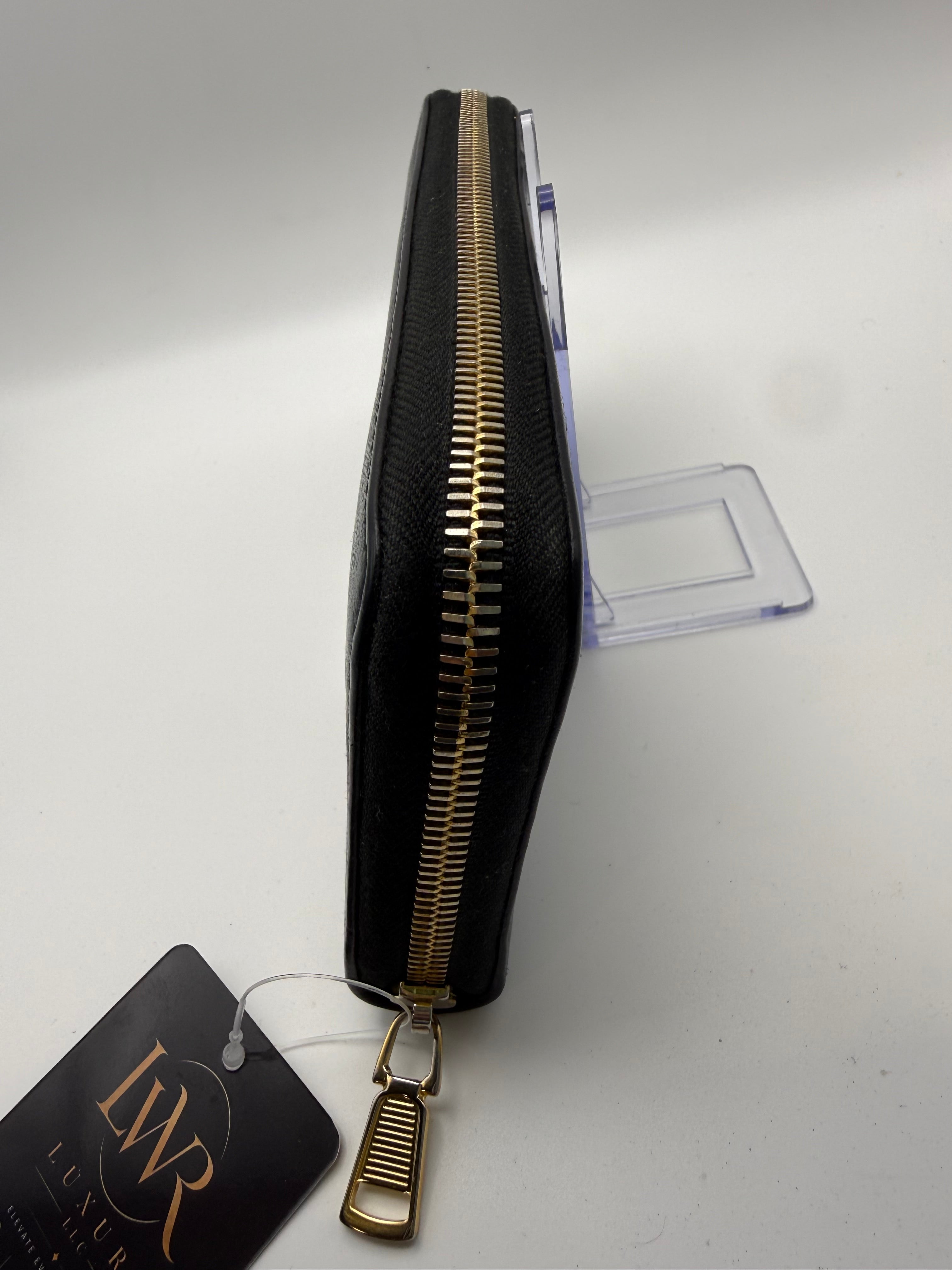 Saint Laurent YSL Black Leather Zip-Around Continental Wallet – Gold Hardware – Box & COA