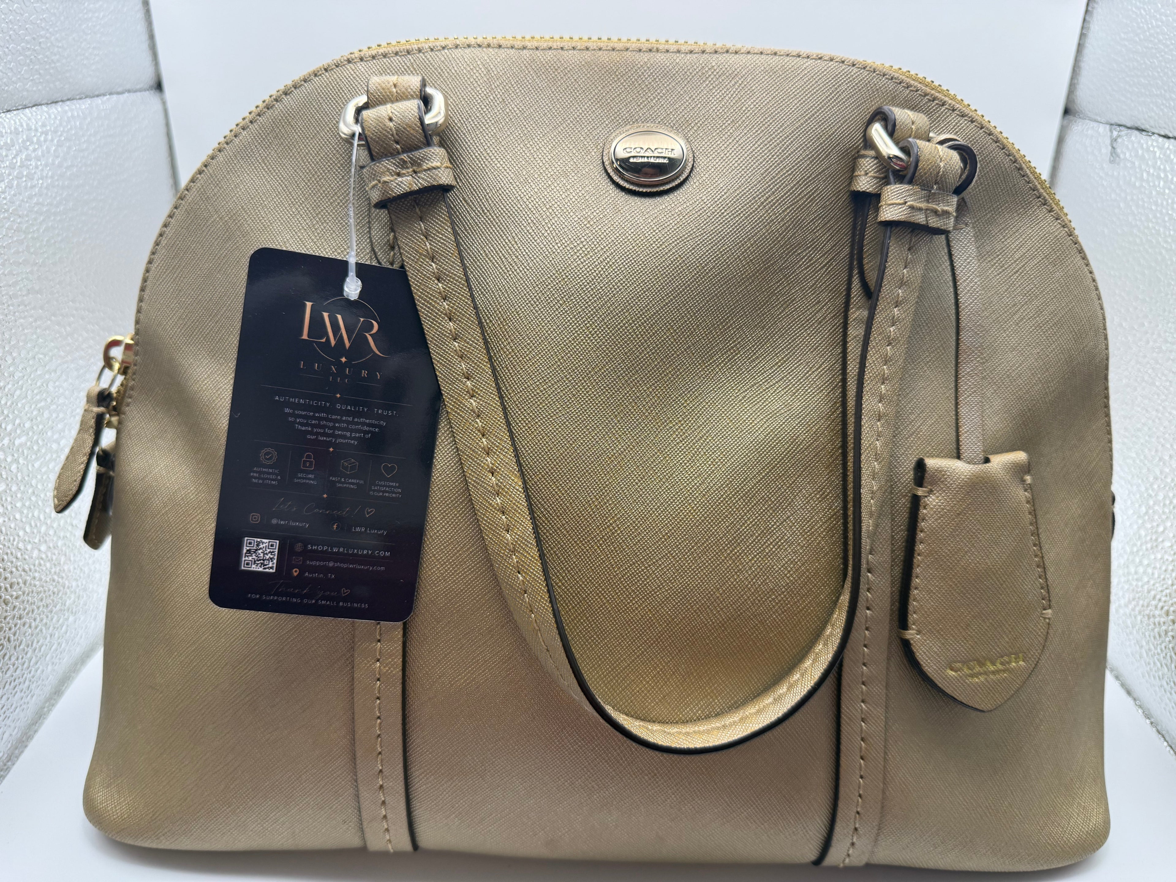 Coach Dome Satchel - Camel/Tan Saffiano