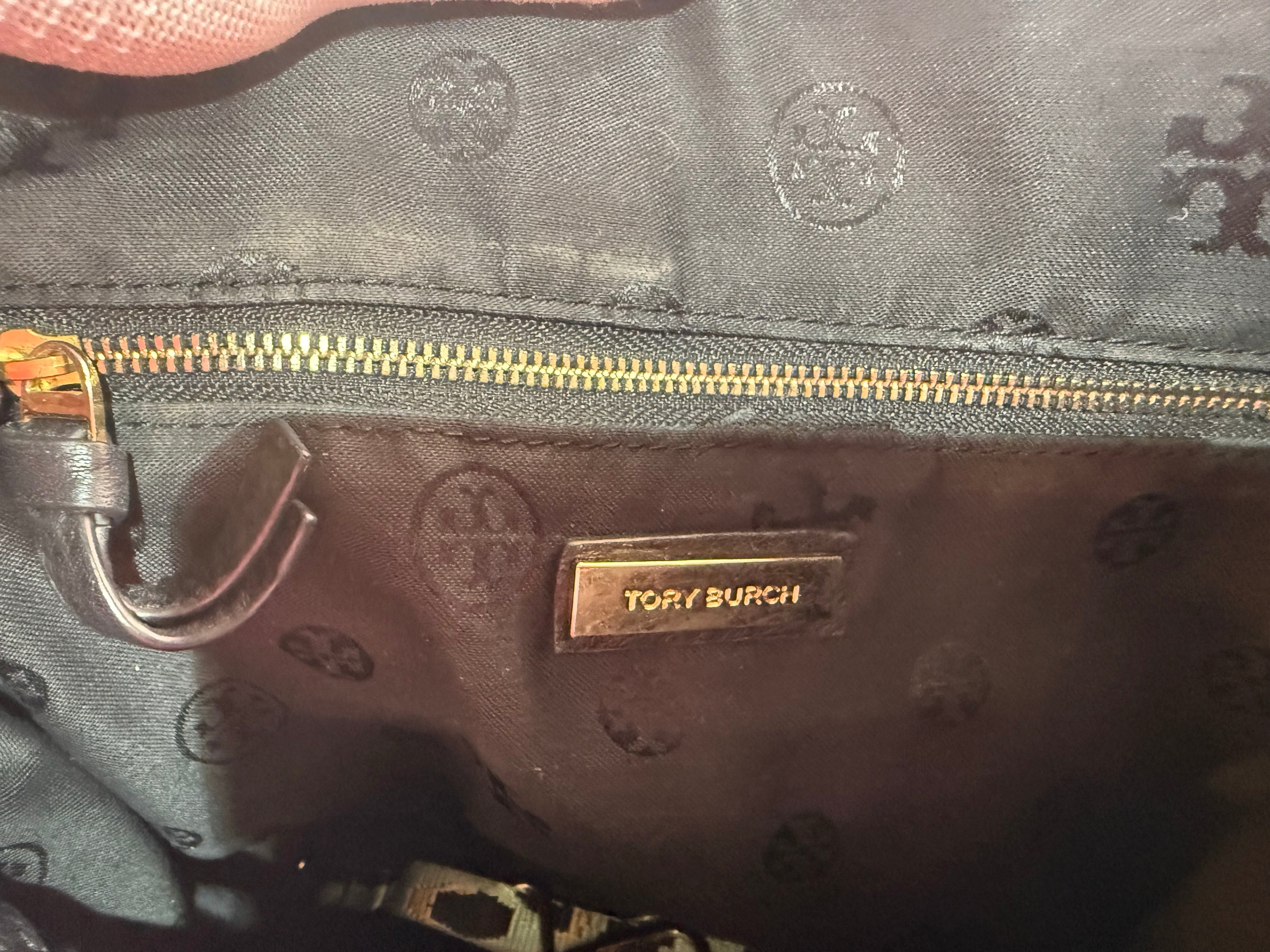 Tory Burch Thea Black Pebbled Leather Satchel