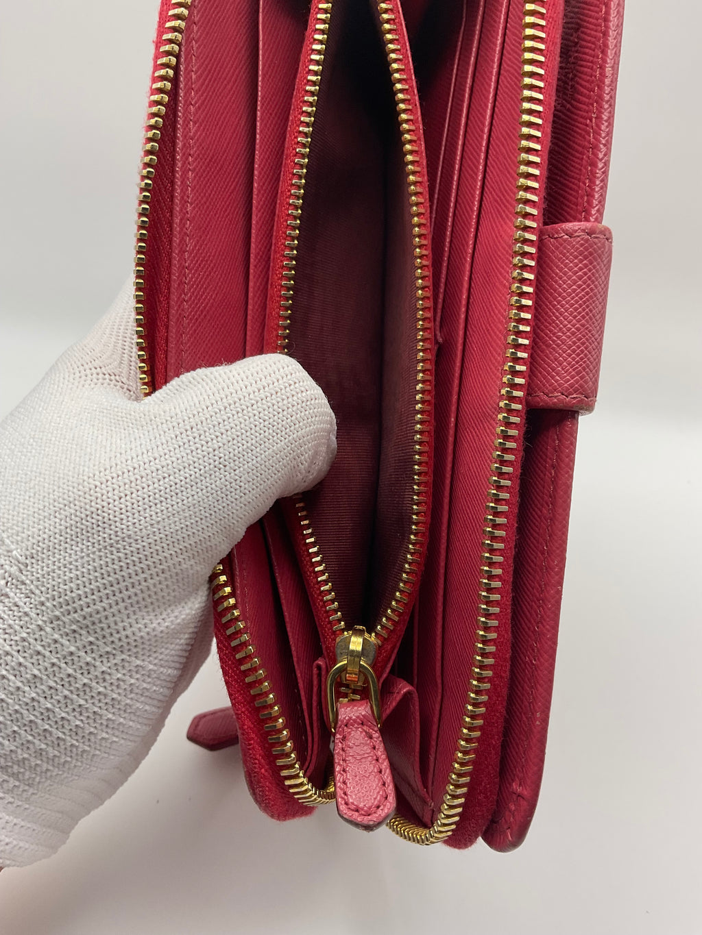 Prada Saffiano Leather Zip Around Continental Wallet Pink | Authentic | COA Included