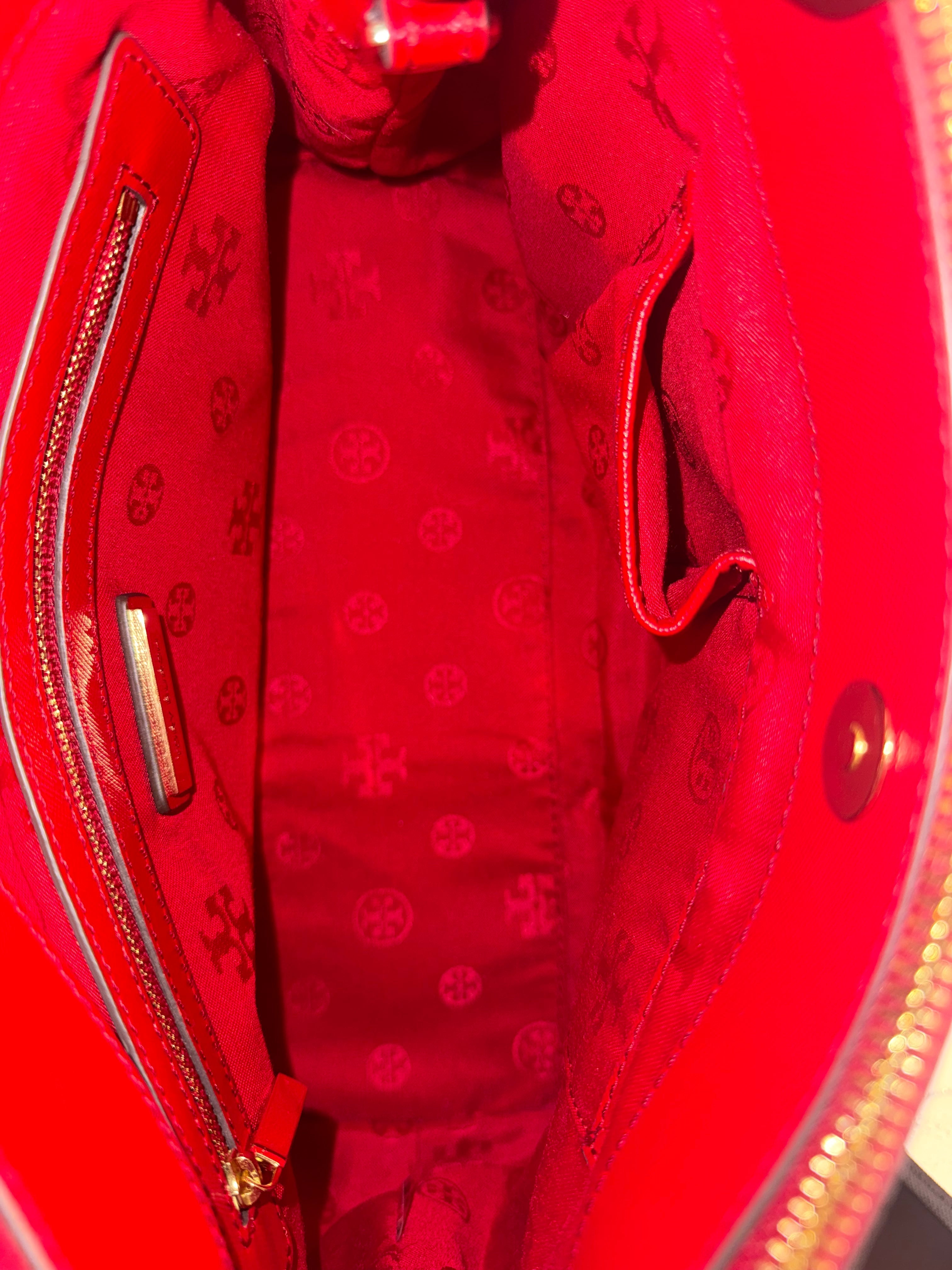 Tory Burch Robinson Double-Zip Tote | Red Saffiano Leather | Medium