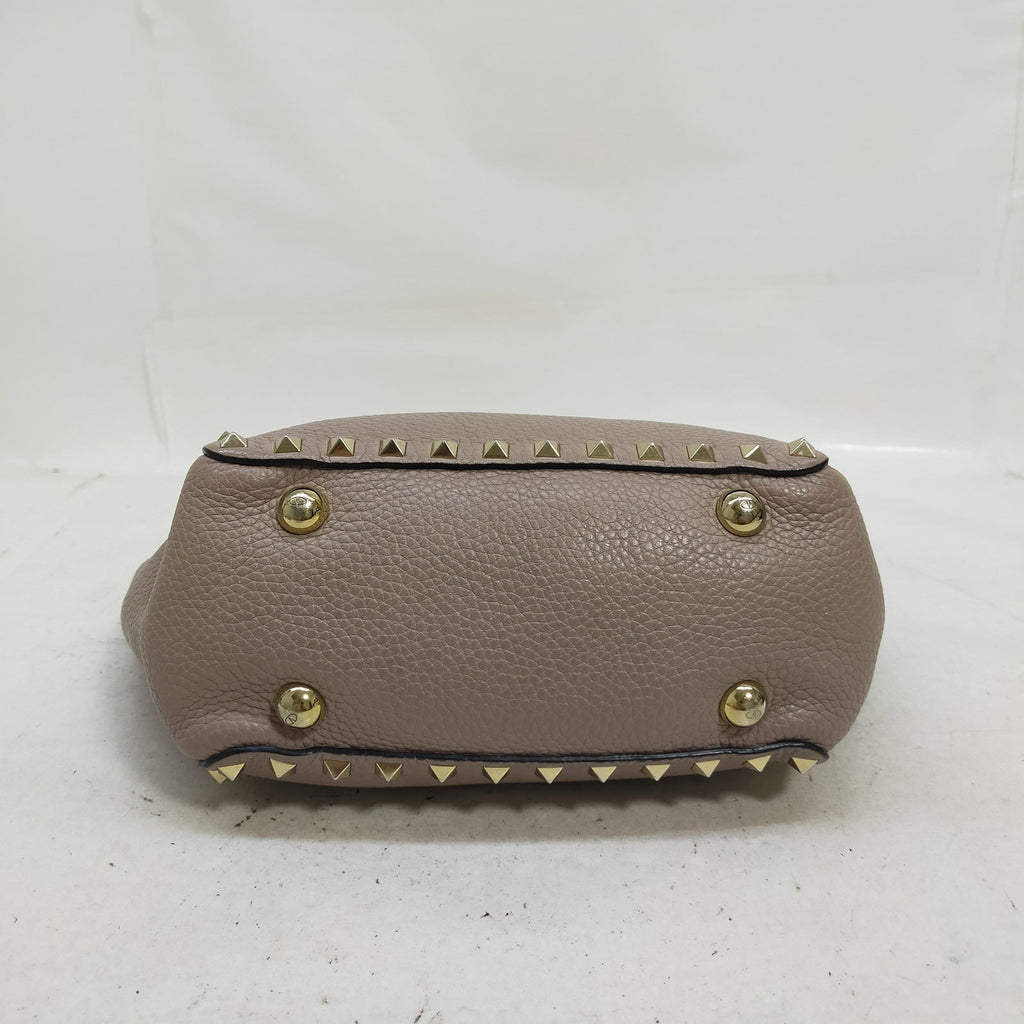 Valentino Garavani Rockstud Leather Tote Bag – Taupe / Gold Hardware