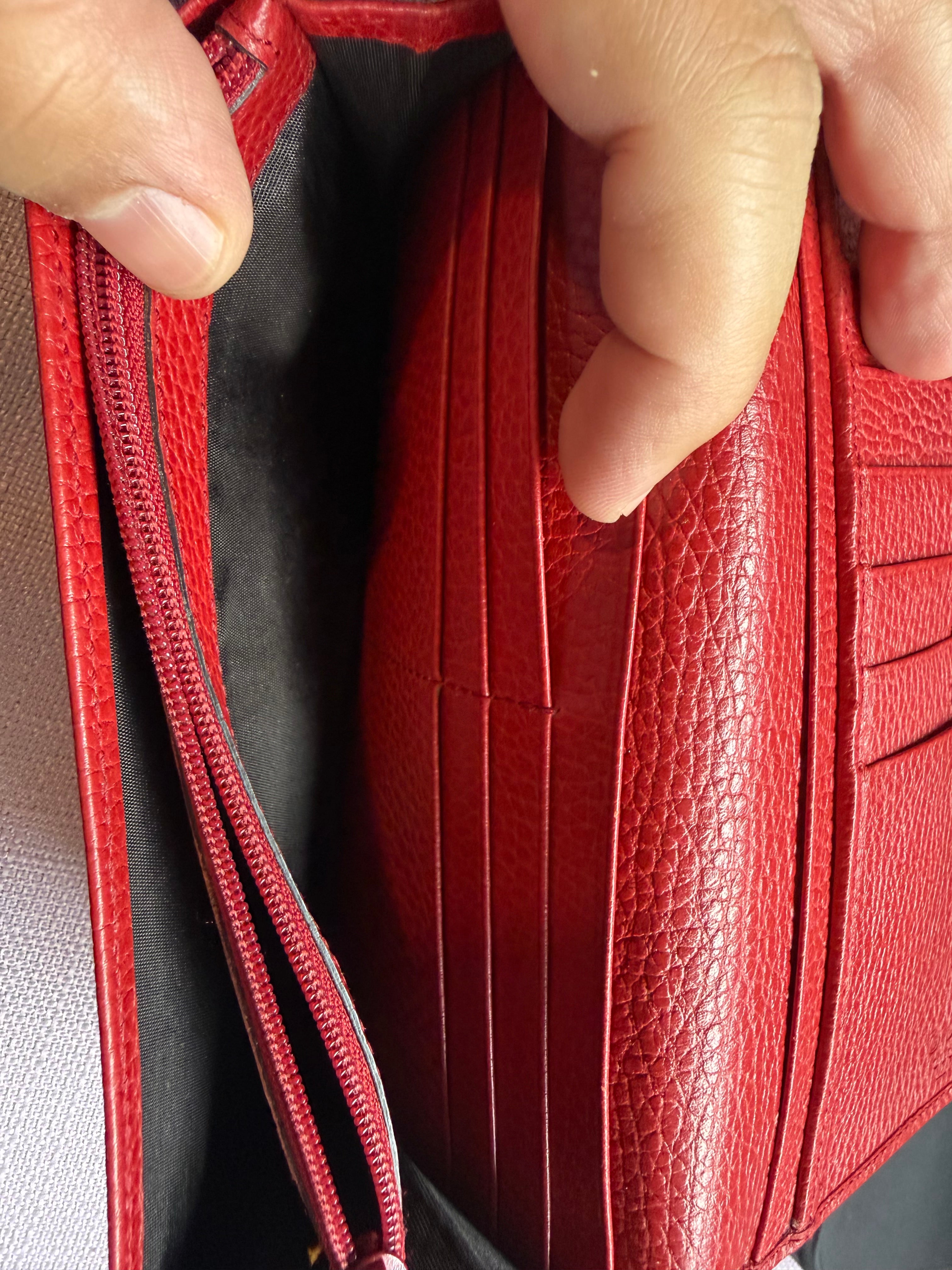 Gucci GG Monogram Canvas Continental Wallet Red Leather
