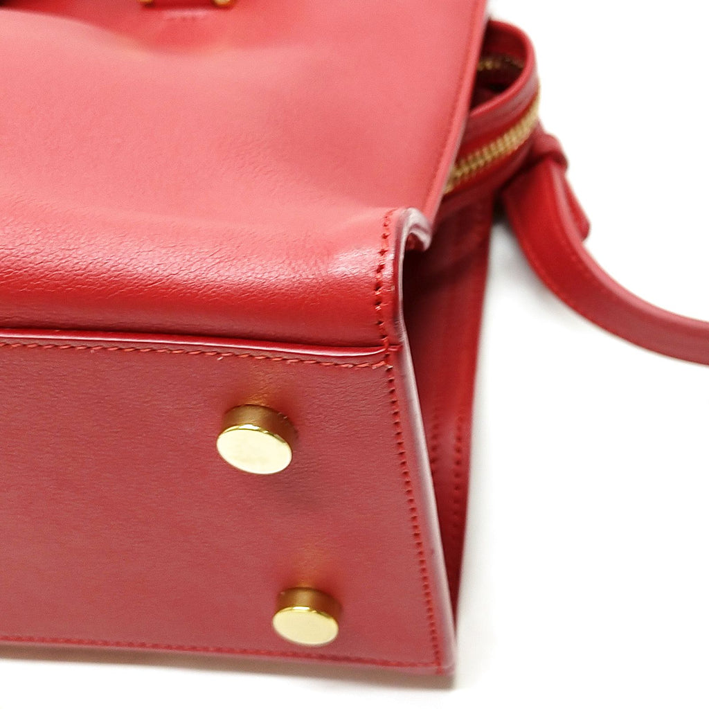 Saint Laurent Sac de Jour Small Red Leather Top Handle Bag with Gold-Tone Hardware