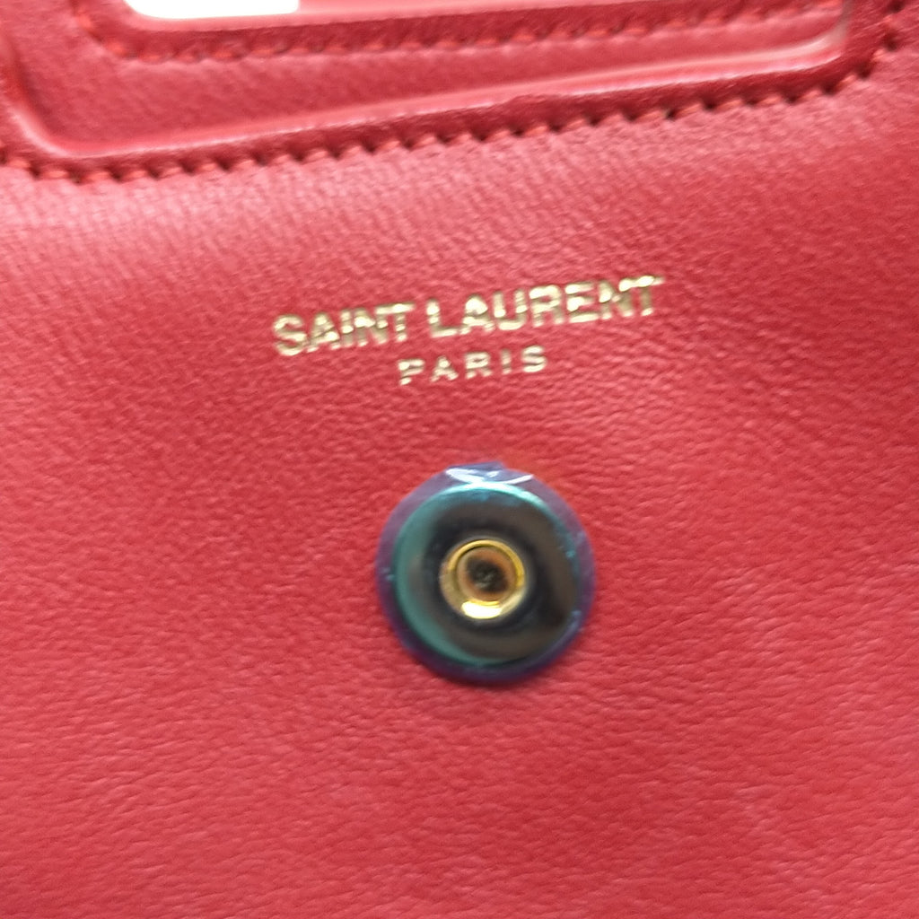 Saint Laurent Sac de Jour Small Red Leather Top Handle Bag with Gold-Tone Hardware