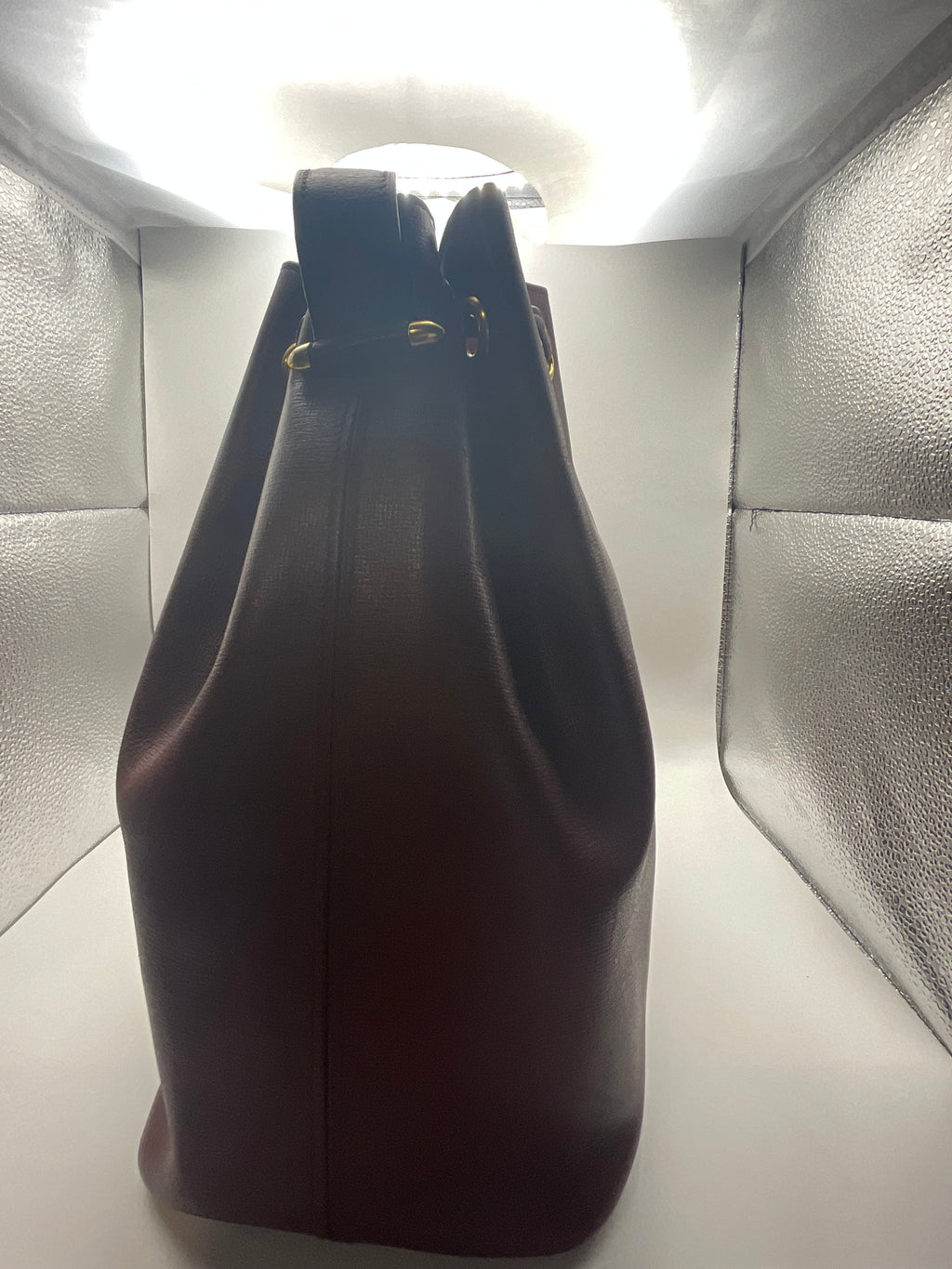 Cartier Must de Cartier Bordeaux Leather Drawstring Bucket Bag with COA