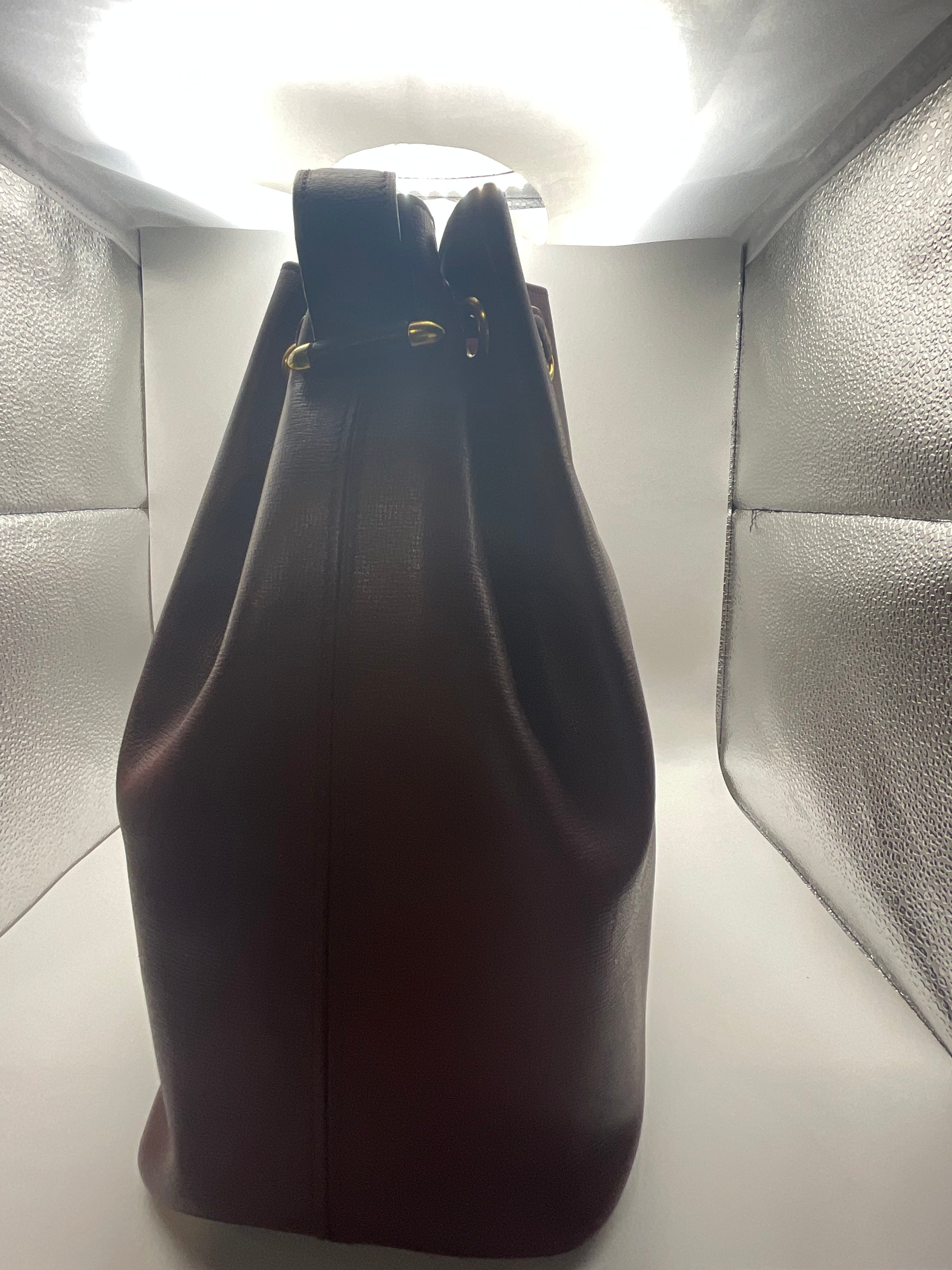 Cartier Must de Cartier Bordeaux Leather Drawstring Bucket Bag with COA