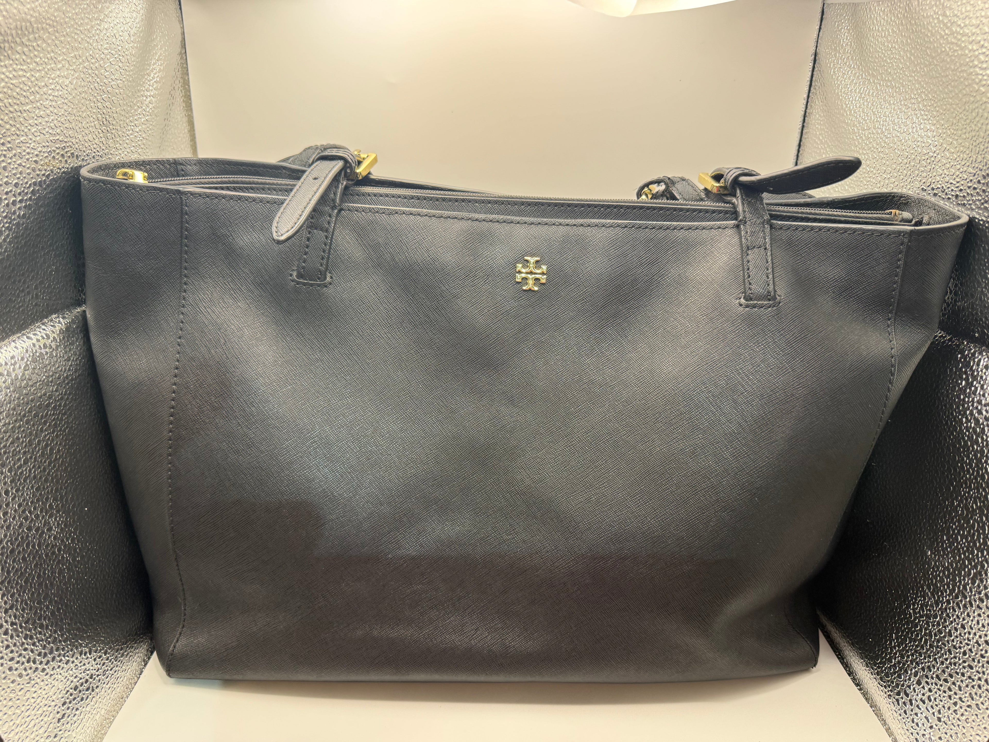 Tory Burch York Black Saffiano Leather Tote