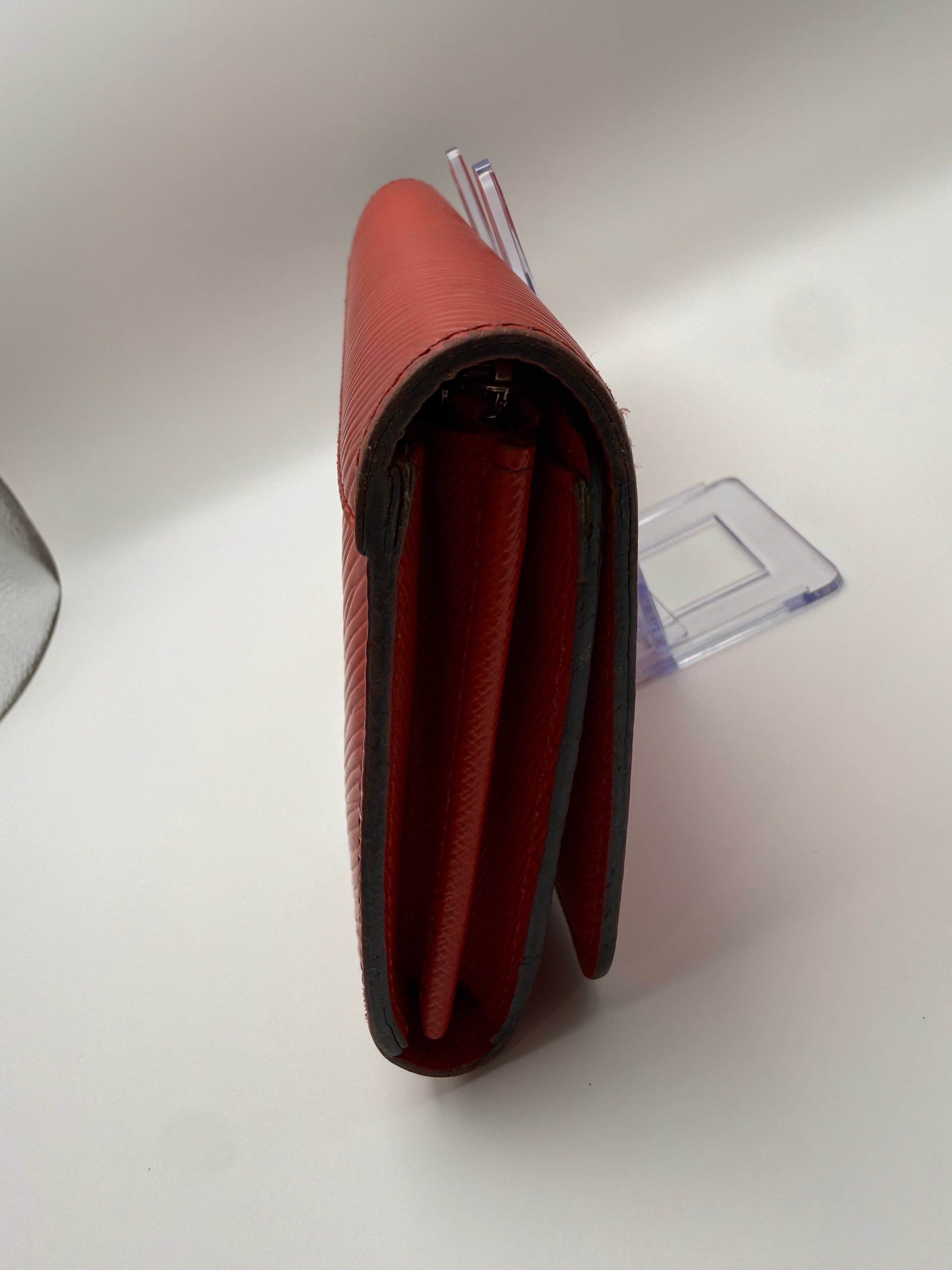 Louis Vuitton Twist Wallet Red Epi Leather Silver-Tone LV Logo