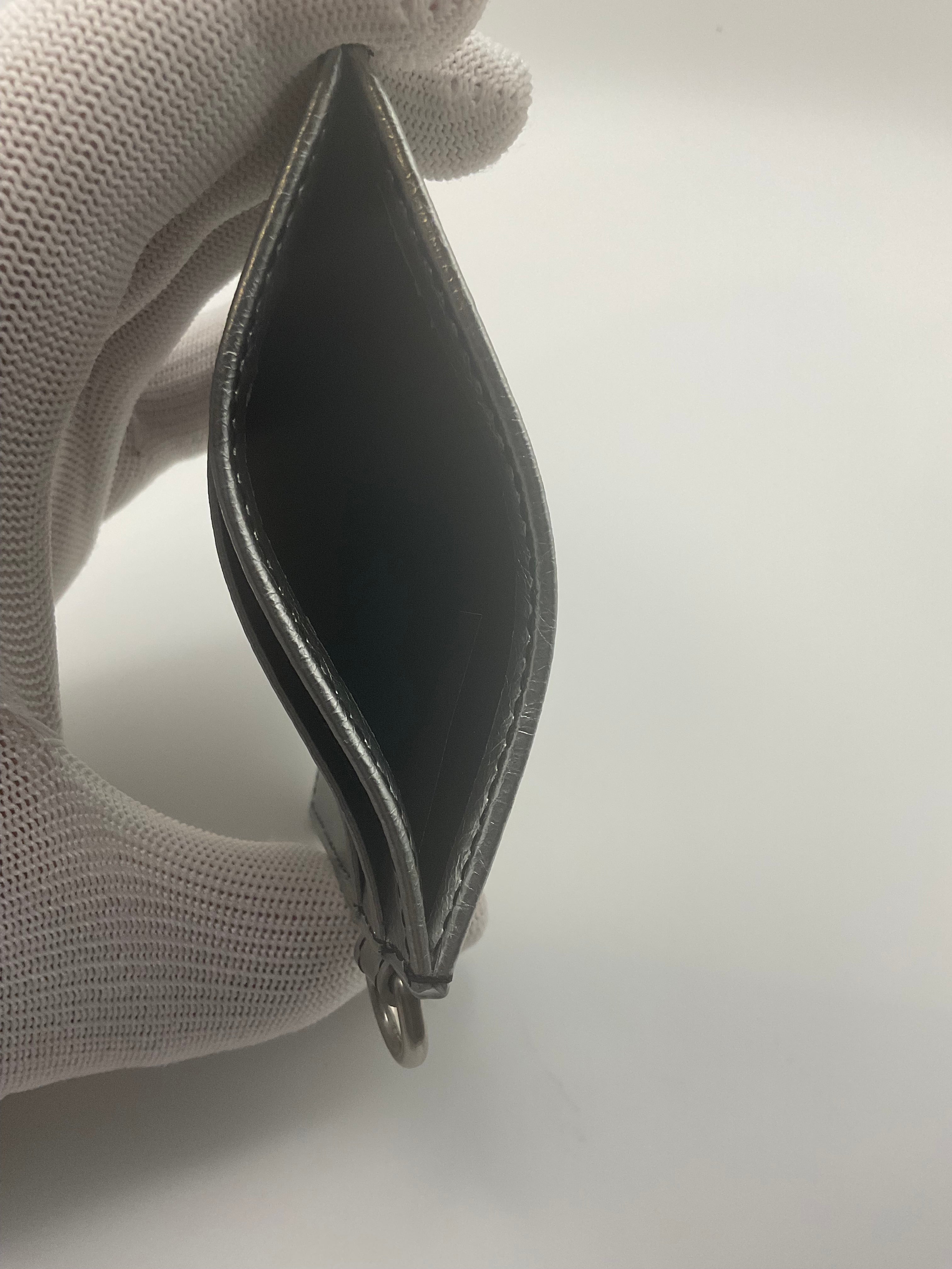 Off-White™ Metallic Silver Leather Arrow Card Holder with Key Ring