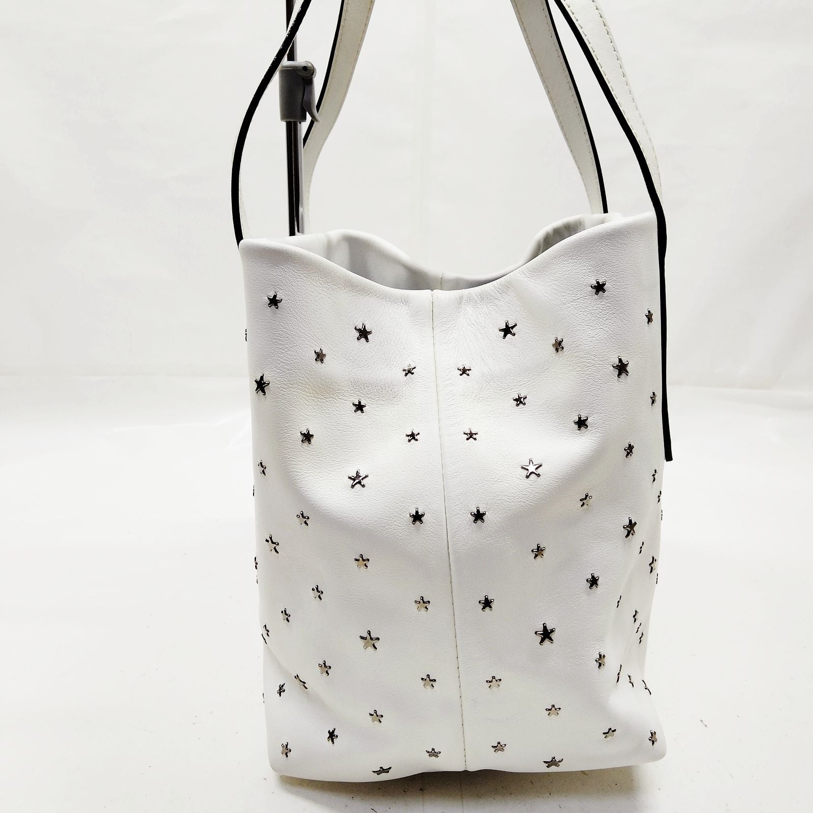 Jimmy Choo White Leather Star Studded Tote Bag