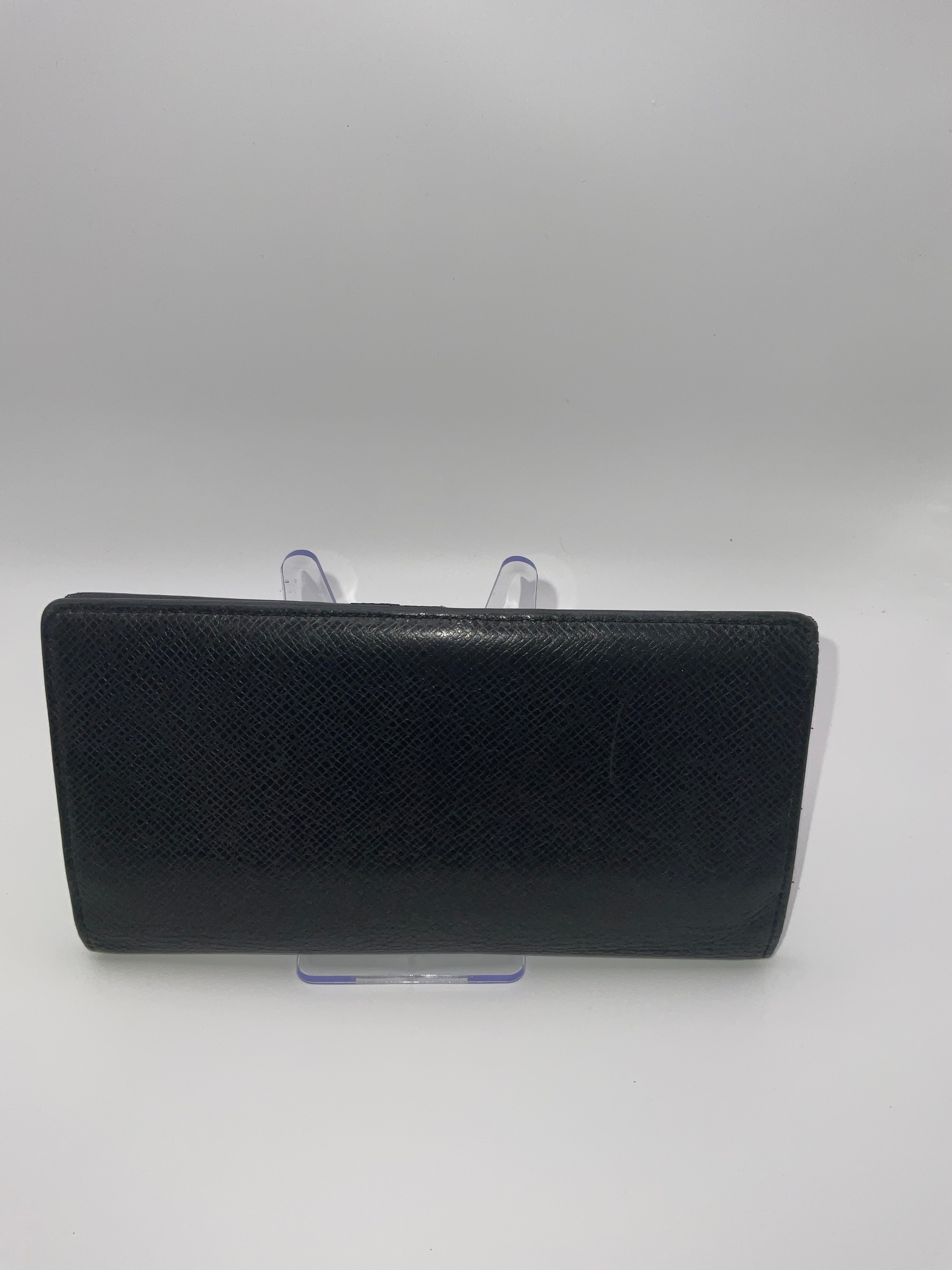 Louis Vuitton Taiga Brazza Wallet Black Leather – Authentic Made in France
