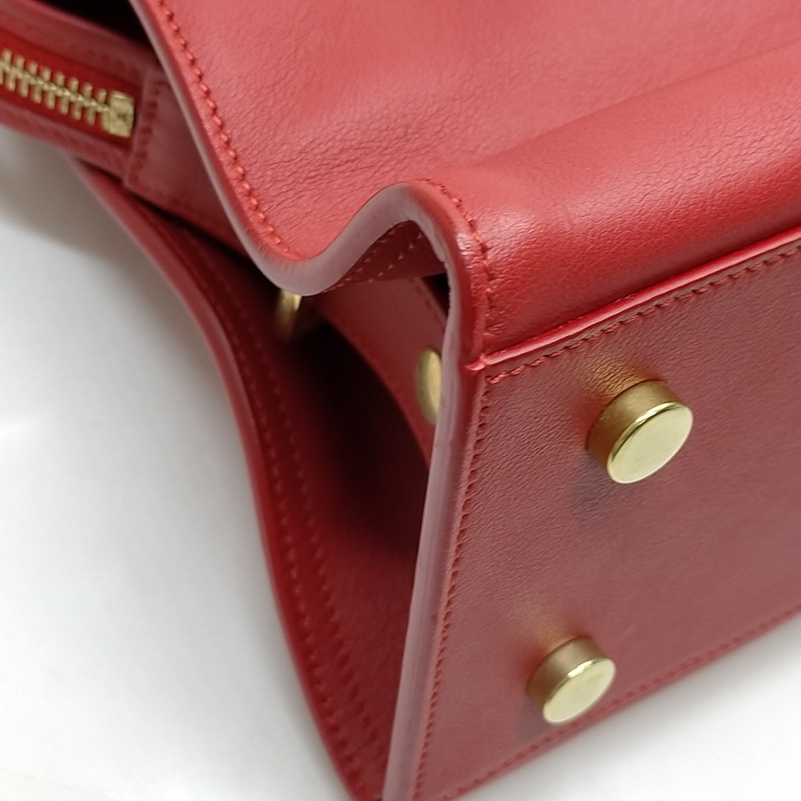 Saint Laurent Sac de Jour Small Red Leather Top Handle Bag with Gold-Tone Hardware