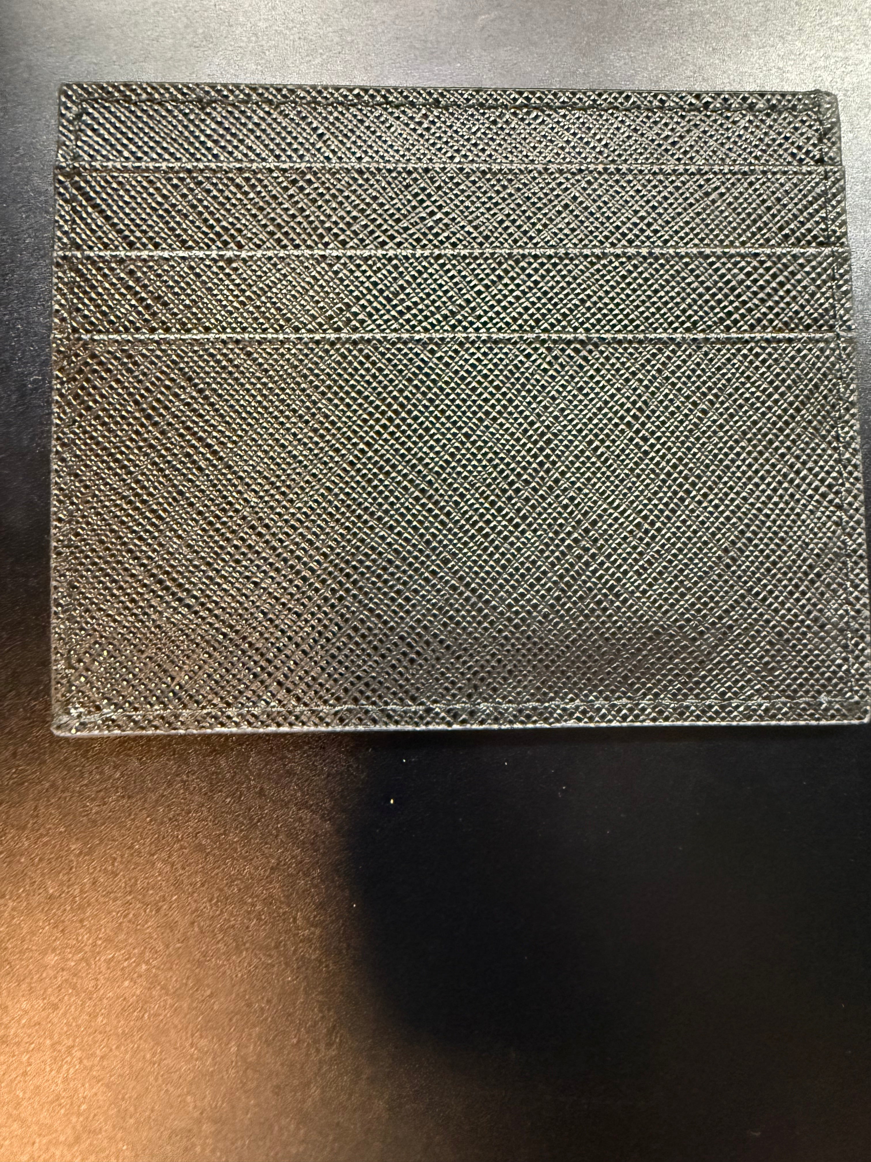 Prada Black Saffiano Leather Card Holder with COA