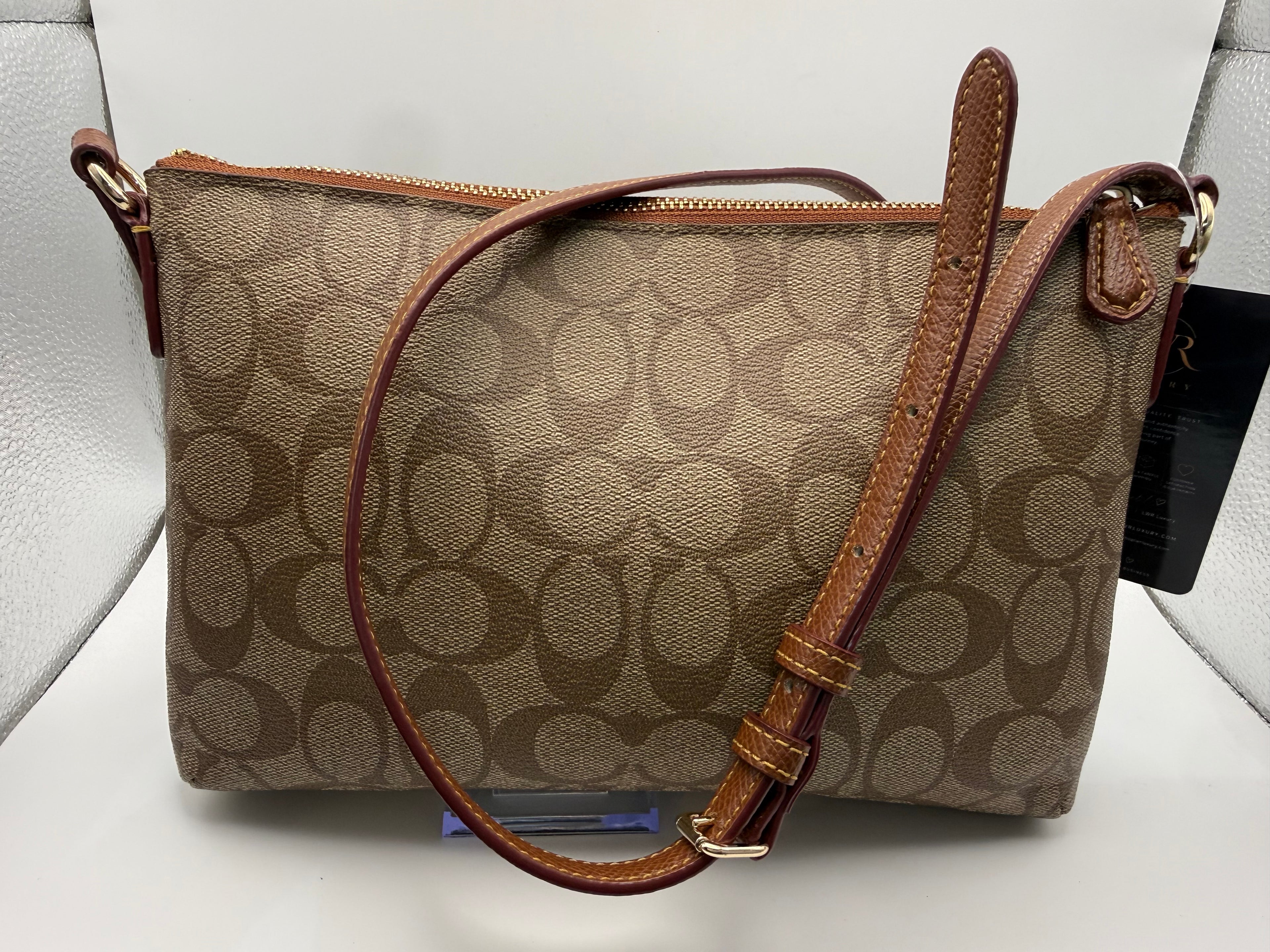 Coach Signature Canvas Crossbody Bag – Khaki/Mahogany