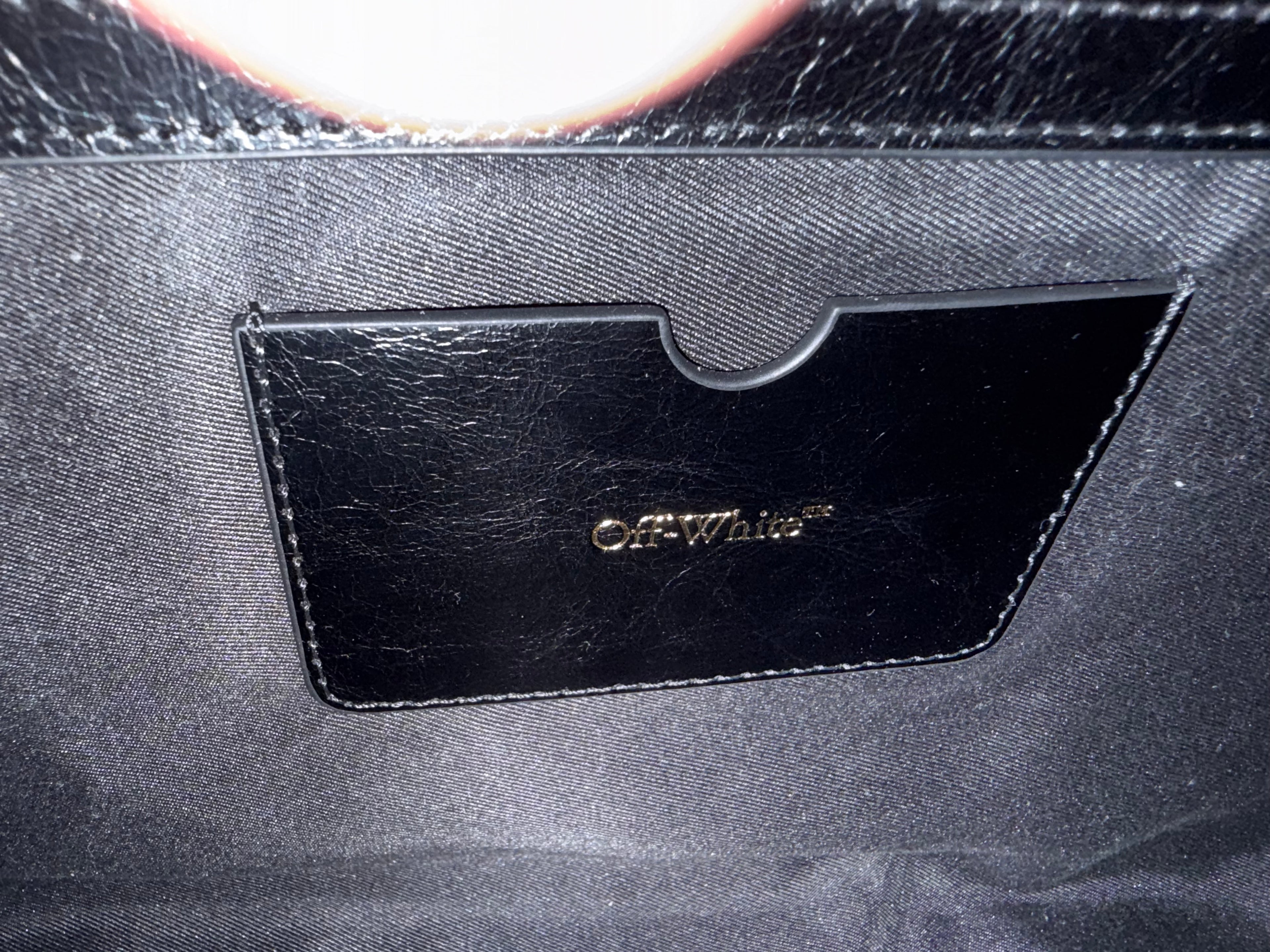 Off-White Jitney Black Leather Shoulder Bag with Gold Arrow Logo