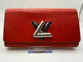 Louis Vuitton Twist Wallet Red Epi Leather Silver-Tone LV Logo