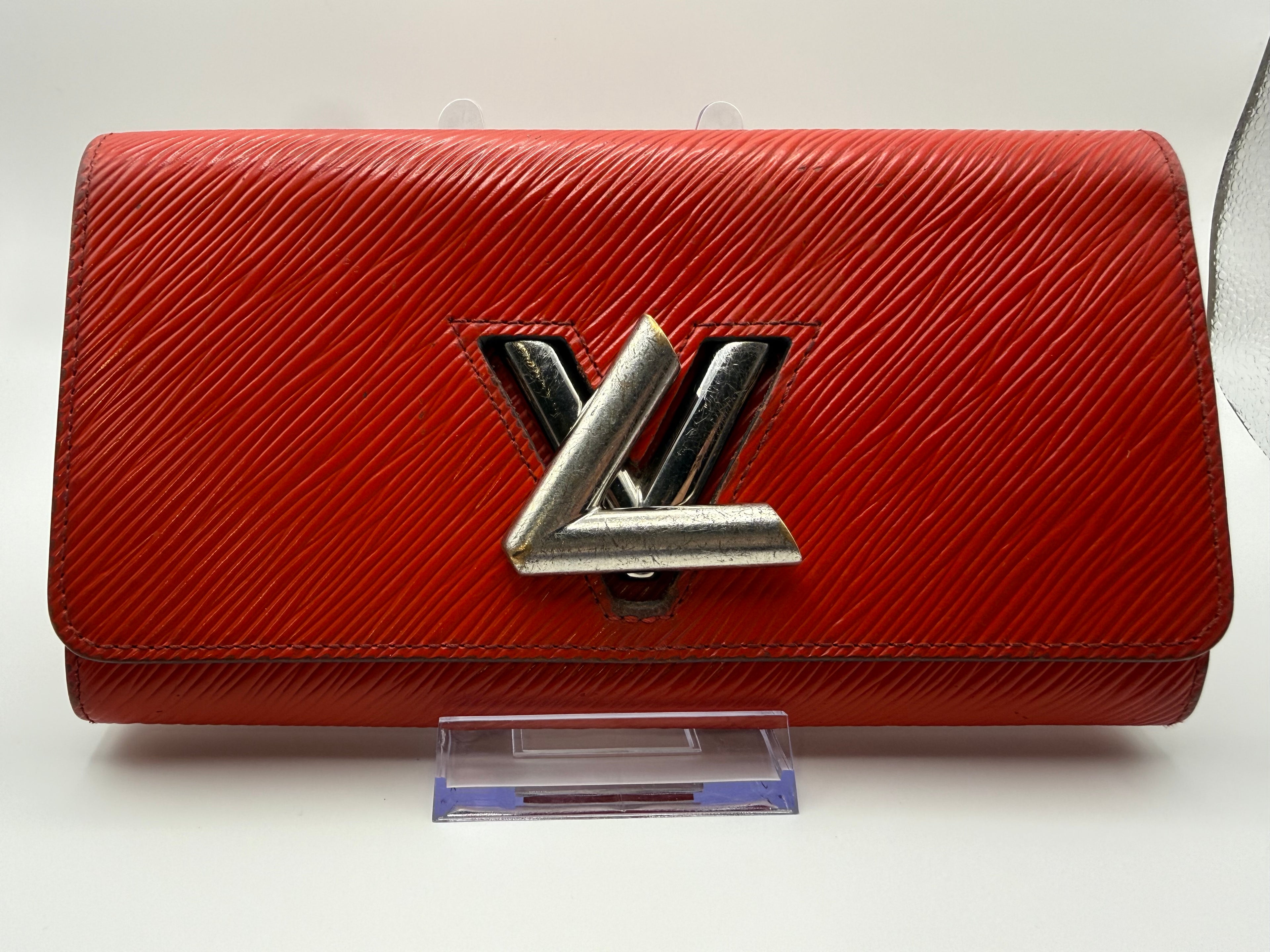 Louis Vuitton Twist Wallet Red Epi Leather Silver-Tone LV Logo