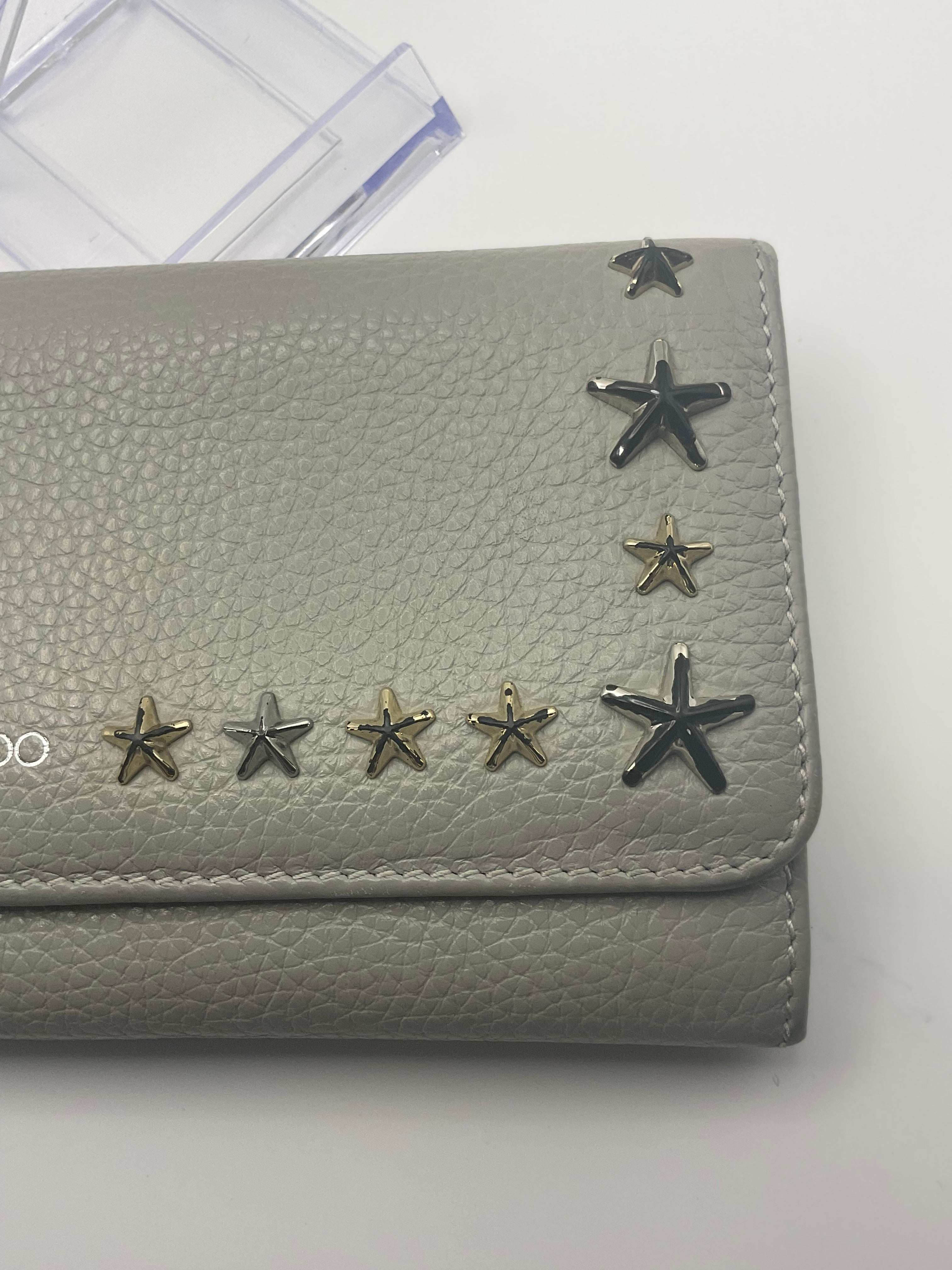 Jimmy Choo Nino Moonstone Mix Star Stud Leather Continental Wallet w/ Box & COA