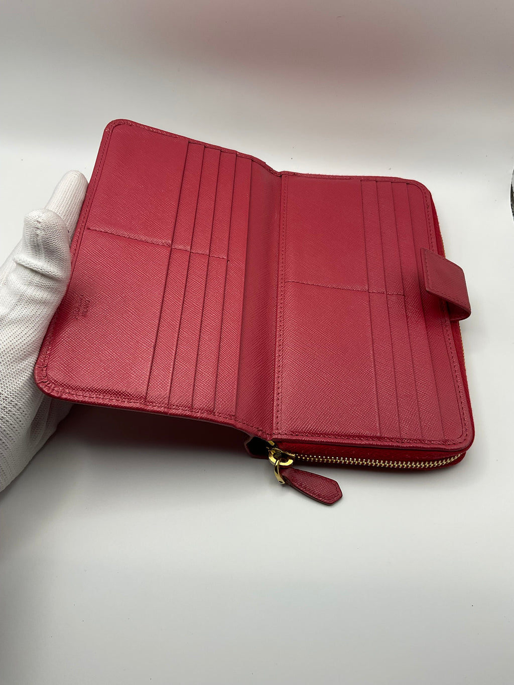 Prada Saffiano Leather Zip Around Continental Wallet Pink | Authentic | COA Included