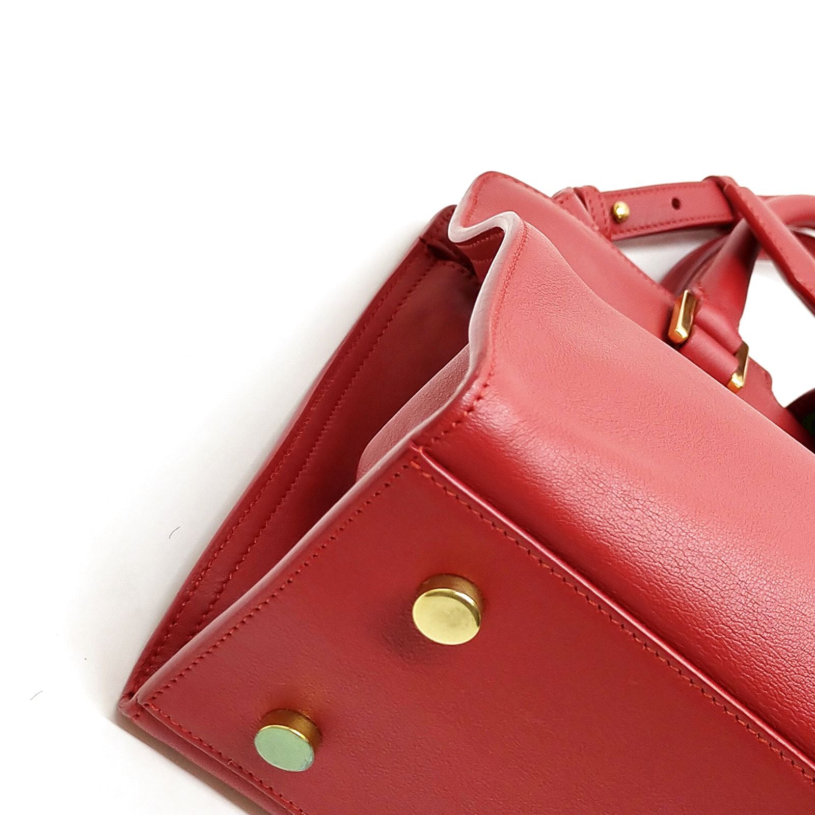 Saint Laurent Sac de Jour Small Red Leather Top Handle Bag with Gold-Tone Hardware