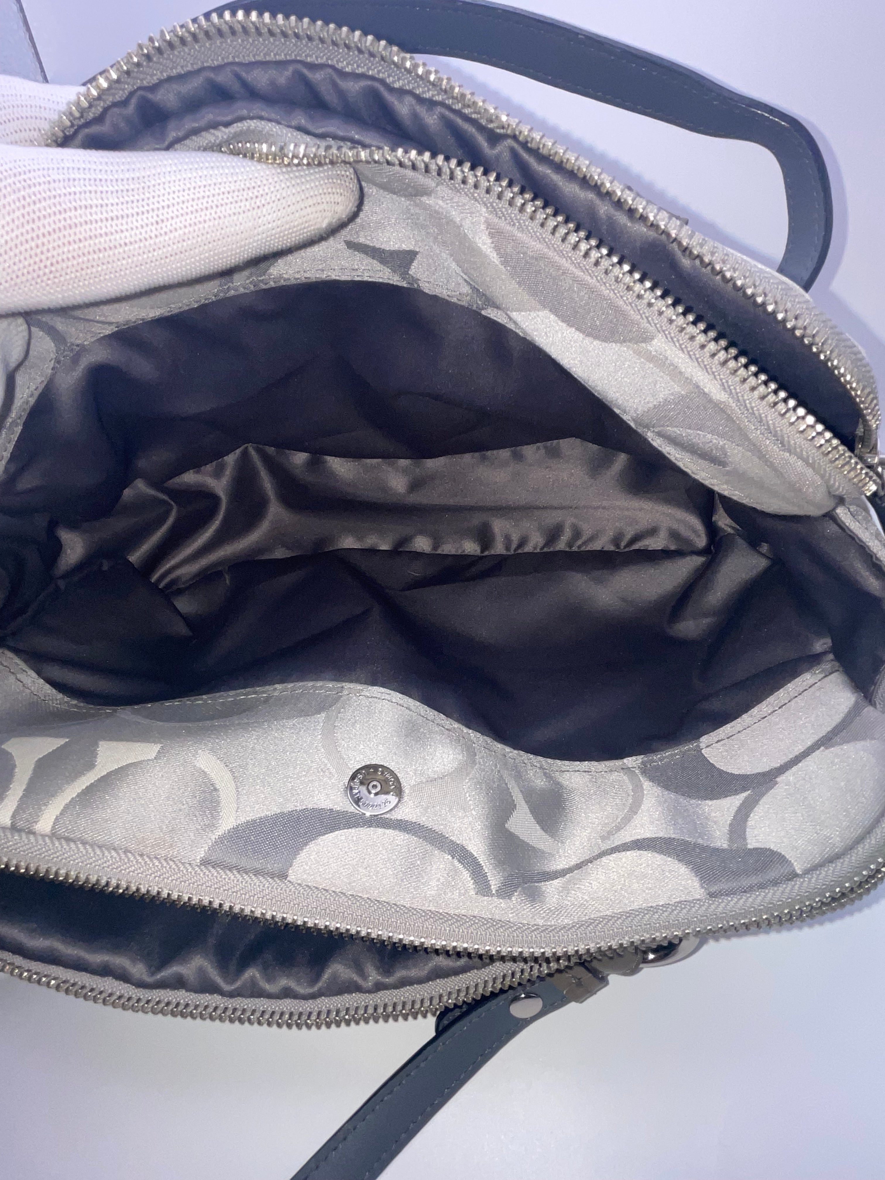 Coach Signature Sateen Sophia Satchel Gray Patent Leather Trim | Style F17481