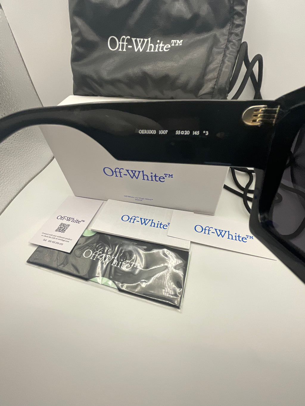 Off-White™ OERI003 1007 Square Black Sunglasses – Made in Italy | New Complete Set