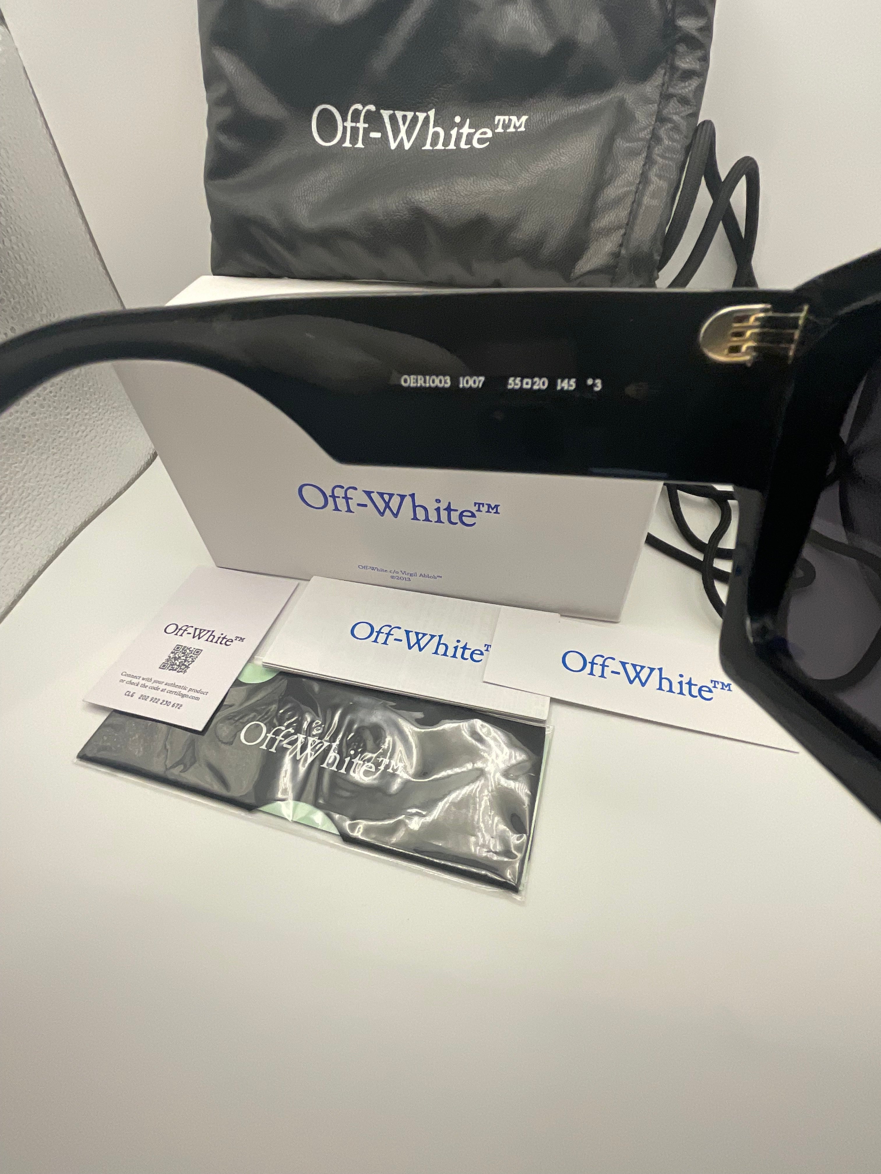 Off-White™ OERI003 1007 Square Black Sunglasses – Made in Italy | New Complete Set