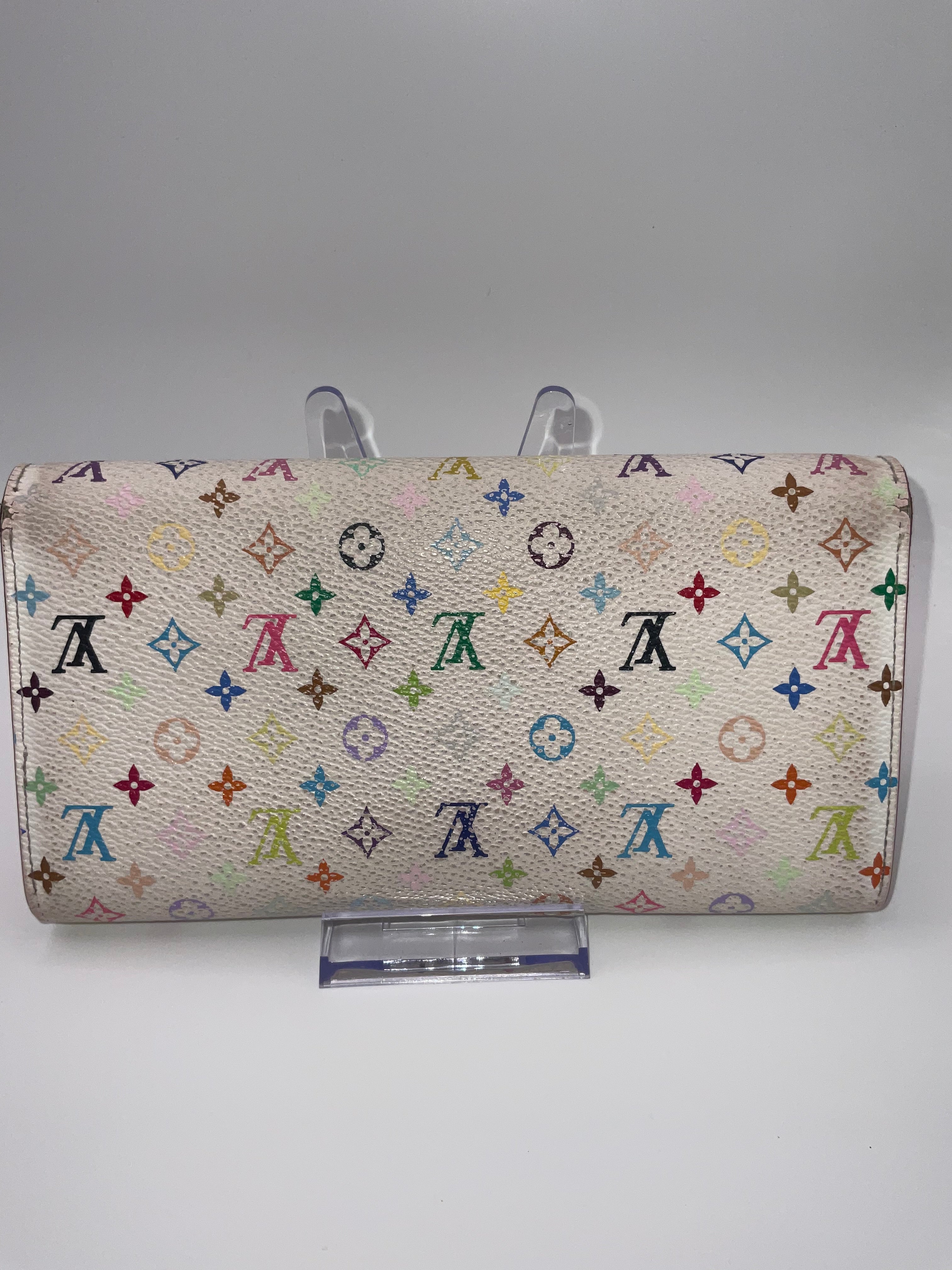 Louis Vuitton Sarah Wallet Monogram Murakami White Canvas Long Wallet with COA