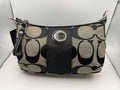 Coach Signature Canvas Hobo Shoulder Bag – Khaki/Black | Silver Hardware
