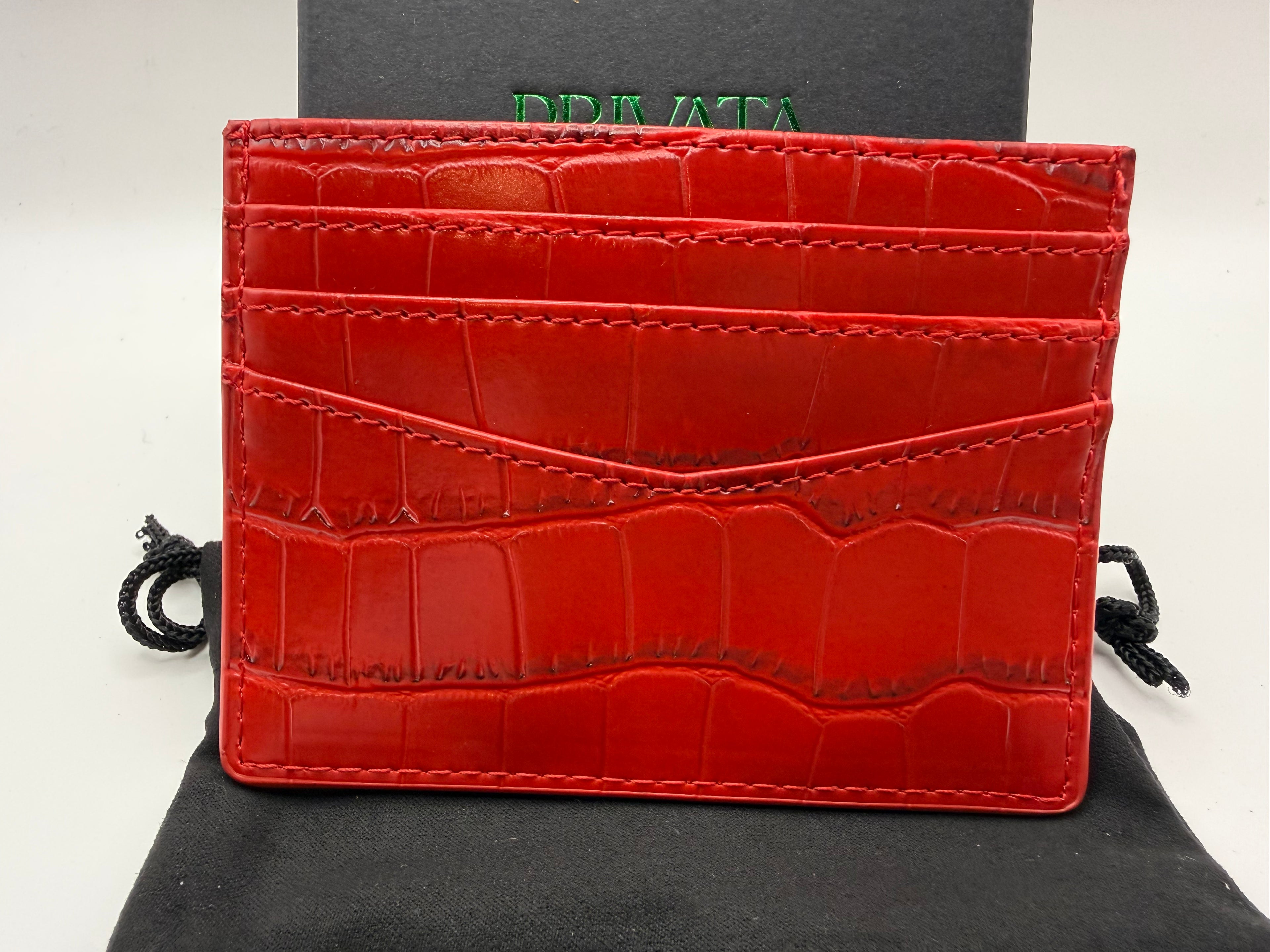 PRIVATA Croc-Embossed Leather Card Holder | New with Box & Certificate