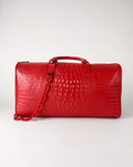 PRIVATA Croc-Embossed Leather Duffle Bag Red